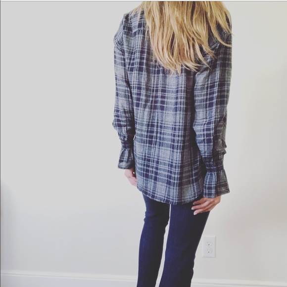 Madewell | Navy Plaid Button Down - Picture 2 of 8
